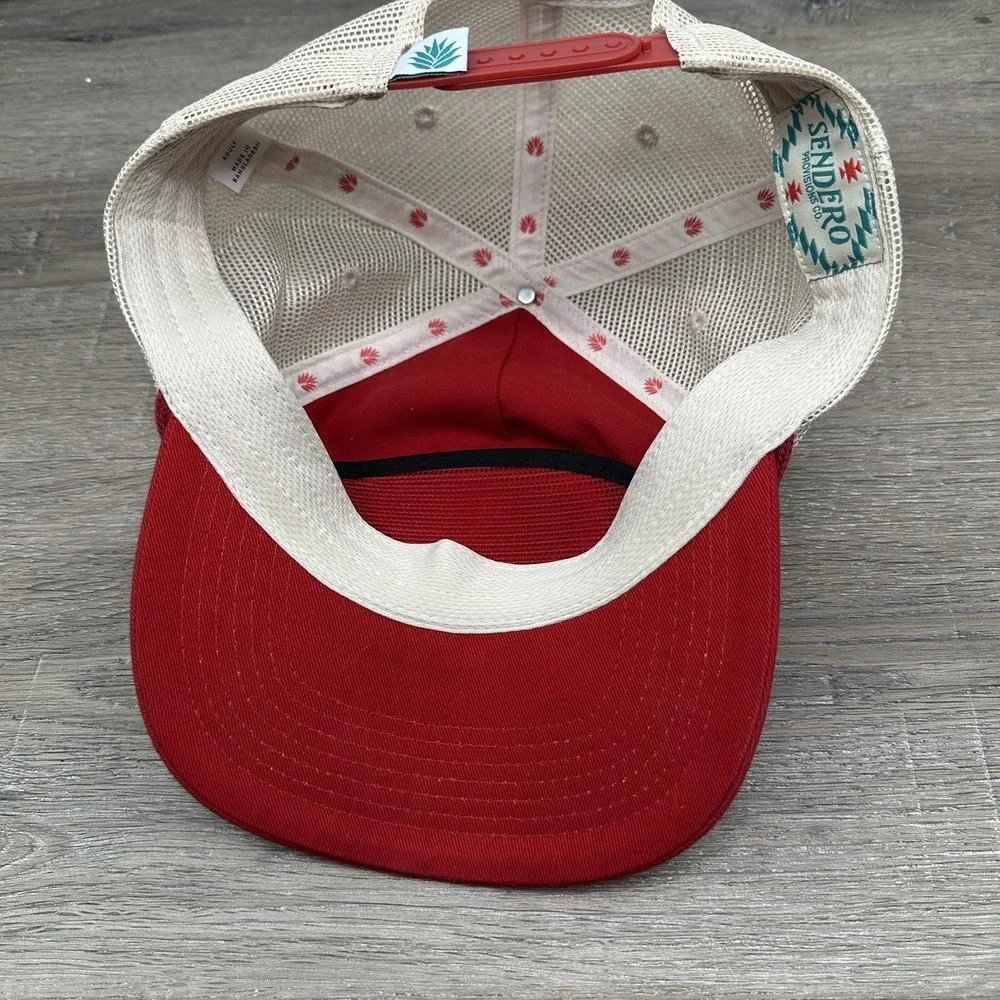 Sendero Provisions Co Waco Tejas Snapback Mesh Hat Red Cream Texas Cowboy Hat